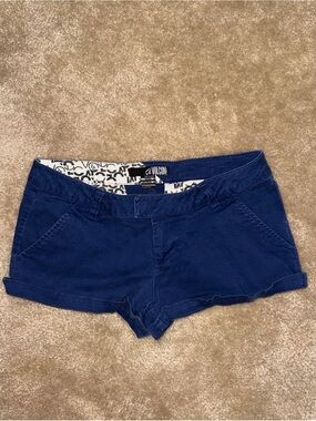 Volcom Blue Stretch Twill Low Rise Cuffed Chino Mini Shorts Size 3 26